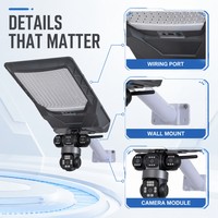 Lampadaire Solaire en Aluminium IP66 avec Caméra de Surveillance à Quatre Lentilles, Batterie au Plomb 30AH, pour Extérieur, Ferme, Route - Vente en Gros