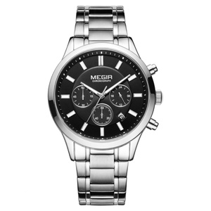 Montre sport à quartz pour homme MEGIR 2150, bracelet argenté 22 cm, étanche 3 ATM, collection 2022, offre spéciale - Product Image 2