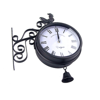 2022 Nieuwe Metal Craft Home Decoratieve Klok Innovatieve Vintage Tuin Klok Met Dubbele Gezicht En Haan Ontwerp