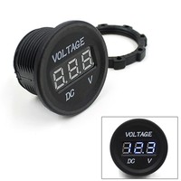 Jauge de tension de voiture DC 12V affichage LED voltmètre étanche voltmètre à panneau rond numérique Compatible avec véhicule