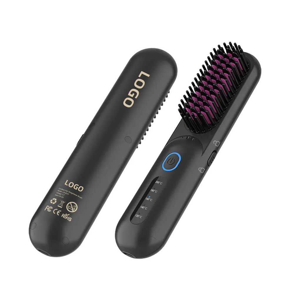 Travel 2 In 1 Led Flat Iron Straightening fast heated Hot Comb lightweight wireless hair straightener brush