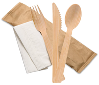 100% ensemble de couverts jetables en bambou naturel-pour les mariages, y compris couteau, cuillère et fourchette