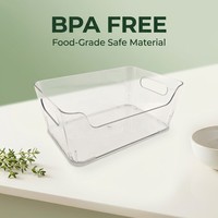 Boîte de rangement alimentaire transparente en PET pour réfrigérateur avec poignée, sans BPA, à ouverture facile, design multifonctionnel, organisateur de réfrigérateur pour cuisine