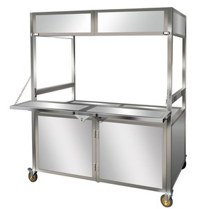 Chariot de vente pliable en acier inoxydable Easy Store avec double poignée, chariot mobile pour en-cas et aliments - Product Image 6