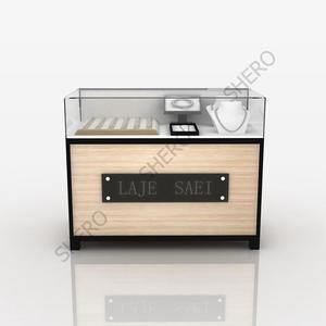 Nuevo diseño de madera + oro inoxidable LED luz joyería vitrina de cristal joyería quiosco centro comercial mostrador vitrina al por menor - Product Image 2