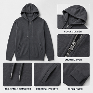Wool <b>Men's</b> Long Sleeve <b>Cardigan</b> Jacket Hoodie Custom Logo Premium Warm Soft Casual <b>Zip</b> <b>Up</b> Outerwear Top - Product Image 3