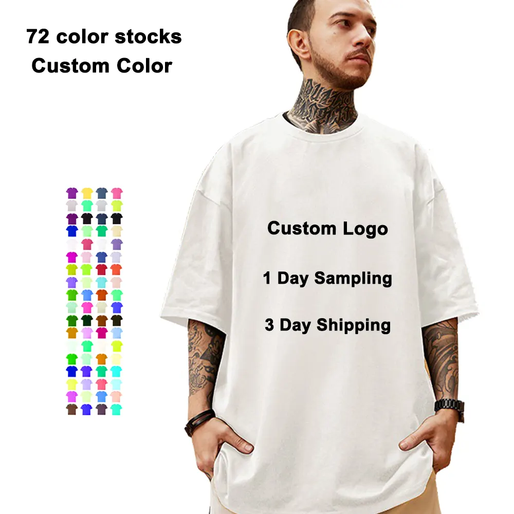 Oversize Camiseta Custom Homens Pesados Pré Encolhido Macio 100% Poliéster Algodão Penteado Branco Em Branco Private Label 180Gsm 300Gsm T Shirt