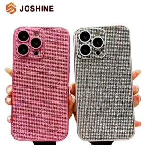 Women Sparkle Shiny Cute Plating Fashion Luxury Bling Diamond 3D Glitter Rhinestone Phone Cases for iphone 15 14 13 Pro Max