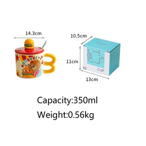 Mug en céramique créatif et mignon en forme d'ours frites, tasse résistante aux hautes températures avec couvercle pour usage domestique - Product Image 6