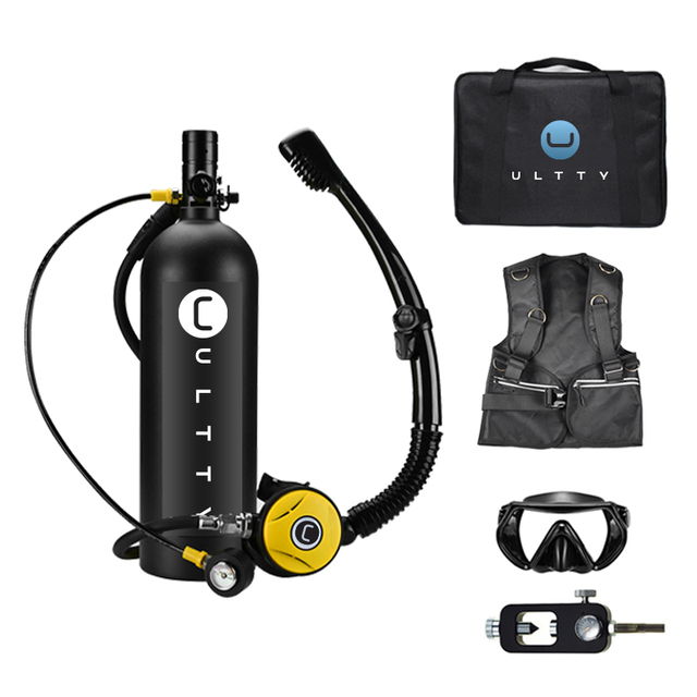 CE & DOT Approved 2L Mini Aluminium Scuba Diving Air Tank High Pressure for 30-40 Minutes Oxygen Use