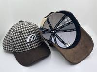 Casquette de baseball unisexe personnalisée en daim, coton et patchwork colorblock à carreaux avec broderie de lettres