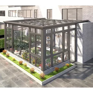 Quartos Sol Telhados Planos Marquise Pré-fabricado Alumínio Metal Vidro Casa Verde Sala Sol Para Venda