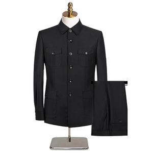 Traje Zhongshan de solapa de líder de primavera y otoño de estilo étnico de talla grande para hombres de gama alta para personas de mediana edad y mayores - Product Image 1