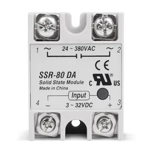 SSR-80DA Relay Solid State Industri 80A 80DA SSR 80 DA Control Input Tegangan 3-32V DC 12V dan Output Beban 24-380V 220V AC