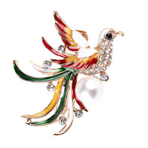 Broche oiseau Phénix pour femme, épingles en émail vintage de luxe avec gros strass en cristal, alliage plaqué or, cadeau de mariage ou de fiançailles - Product Image 6
