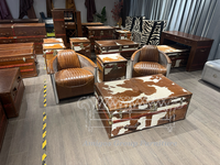 Fauteuil en cuir style aviation pour espace homme industriel, chaise d'aviateur rétro en cuir pleine fleur huilé pour bar, café et espace homme