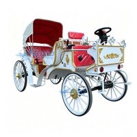 Nuevo diseño de carruaje eléctrico retro para turismo con asiento rojo y toldo, ideal para bodas, fiestas y parques.