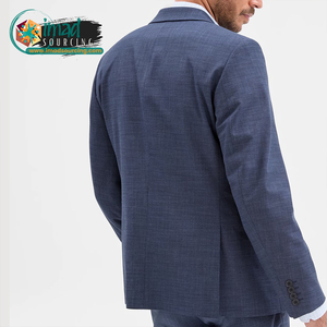 <b>Mens</b> <b>Blue</b> Style Business Suit Single Breasted Notched Collar Anti Wrinkle Polyester Fabric Regular Fit Formal Office Wear - Product Image 6