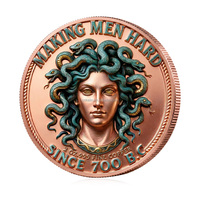 Pièce de monnaie de collection Medusa 2oz en cuivre fin 999, double face, relief 3D, déesse serpent colorée, mythologie grecque
