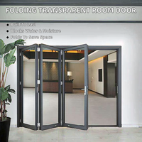Porte coulissante pliante transparente, étanche, pour cuisine, salon, chambre, salle de bain, entrée, hôtel, séparateur d'intérieur en aluminium
