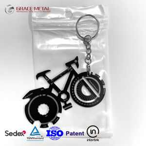 Logo personnalisé Mini porte-clés à la mode élégant alliage d'acier inoxydable multi-outil ouvre-bouteille porte-clés souvenir - Product Image 1