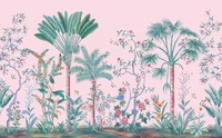 Sticker mural en PVC de luxe moderne personnalisé, 3D 5D, pour plafond, chambre d'enfant, salon, décoration intérieure, papier peint floral rose