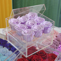 Vente en gros de rose conservée dans une boîte à bijoux en acrylique à double porte prix rose éternelle dans une boîte à bijoux en acrylique pour offrir des cadeaux