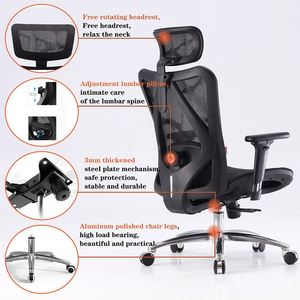 Chaise de bureau ergonomique pivotante M57 en maille avec dossier massant et support lombaire – Vente en gros - Product Image 3