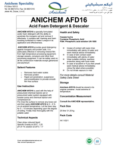 ANICHEM AFD16 Detergente Ácido Autoespumante, Solución Eficaz para la Desincrustación de Transportadores y Líneas de Procesamiento en la Industria Alimentaria, 31.25 kg - Product Image 2