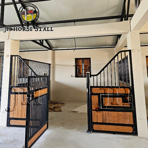 맞춤형 고품질 말 마구간 유럽식 분체 도장 말 마구간 전면 패널 (스윙 도어 포함) 말 장비 - Product Image 5