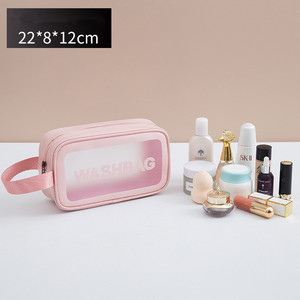 Sac de voyage pour femmes en PU, sac de rangement pour cosmétiques, organiseur de maquillage de voyage, sacs de toilette imperméables, étuis à cosmétiques transparents - Product Image 3