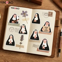 Autocollants en vinyle personnalisés de nonnes de dessins animés religieux, découpés, pour la foi chrétienne catholique, pour journalisation, scrapbooking, logo personnalisé