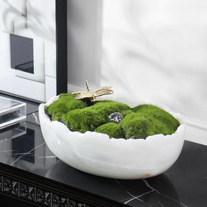 Stonekocc D31x24CM Luxe Naturel Blanc Onyx <span class=keywords><strong>Jade</strong></span> Pierre Marbre Irrégulier Bord Floral Bassin Bol Maison Boutique Jardin Pépinière - Product Image 4