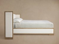 Lit plateforme moderne de luxe en bois massif, design incurvé, rembourré, pour chambre parentale, collection de luxe