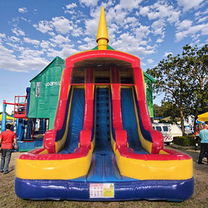 Toboggans aquatiques robustes en marbre à double voie Toboggan aquatique commercial à double voie Toboggan gonflable pour piscine - Product Image 1