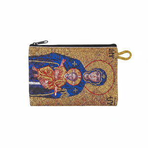 Iconography-cartera tejida con diseño de la Virgen María y el Niño Jesús, bolsa para Rosario - Product Image 2