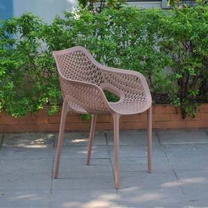 TM06 Modern <b>Stackable</b> Armchair with Cutout Mesh Design | Elegant Polypropylene Dining <b>Chair</b> for Luxury Cafe Bistro Restaurant - Product Image 3