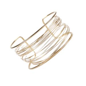 Bracciale minimalista YHL B08 in acciaio inossidabile color oro, elegante e raffinato, ideale per il layering. - Product Image 1