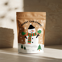Pochette Doypack en papier kraft écologique recyclable, personnalisable, refermable avec fermeture éclair, pour cadeaux alimentaires de Noël