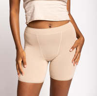 Fabrication chinoise, tissu en coton biologique certifié doux, taille mi-cuisse, ceinture élastique, boxer pour femmes, longueur mi-cuisse.