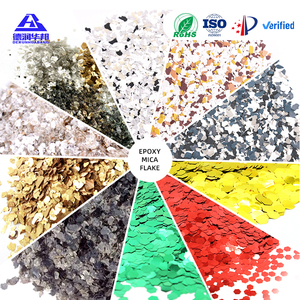 Monochromes Mischfarben-Epoxidharzboden mit Glimmerflocken-Musterbeschichtung, Verbundmaterial Muskovit-Epoxidharzflocken-Chips, Marmorähnlich - Product Image 1