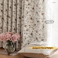 Rideaux occultants de style français en chenille jacquard à motif floral, couleur crème et blanc, vintage, pour la décoration du salon et de la chambre à coucher