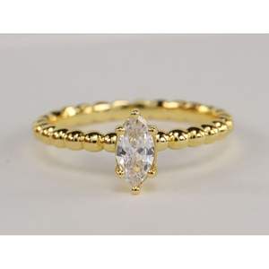 2024 Private Label Fine Design Bijoux Bague Plaqué Or Bague Moissanite blanche pour Fiançailles - Product Image 6