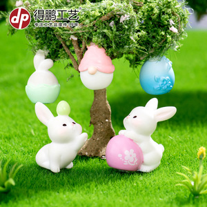 Dp Miniature Resin Bunny Figurines Easter Decorations Animal Shape Desktop Car Ornament - Product Image 3
