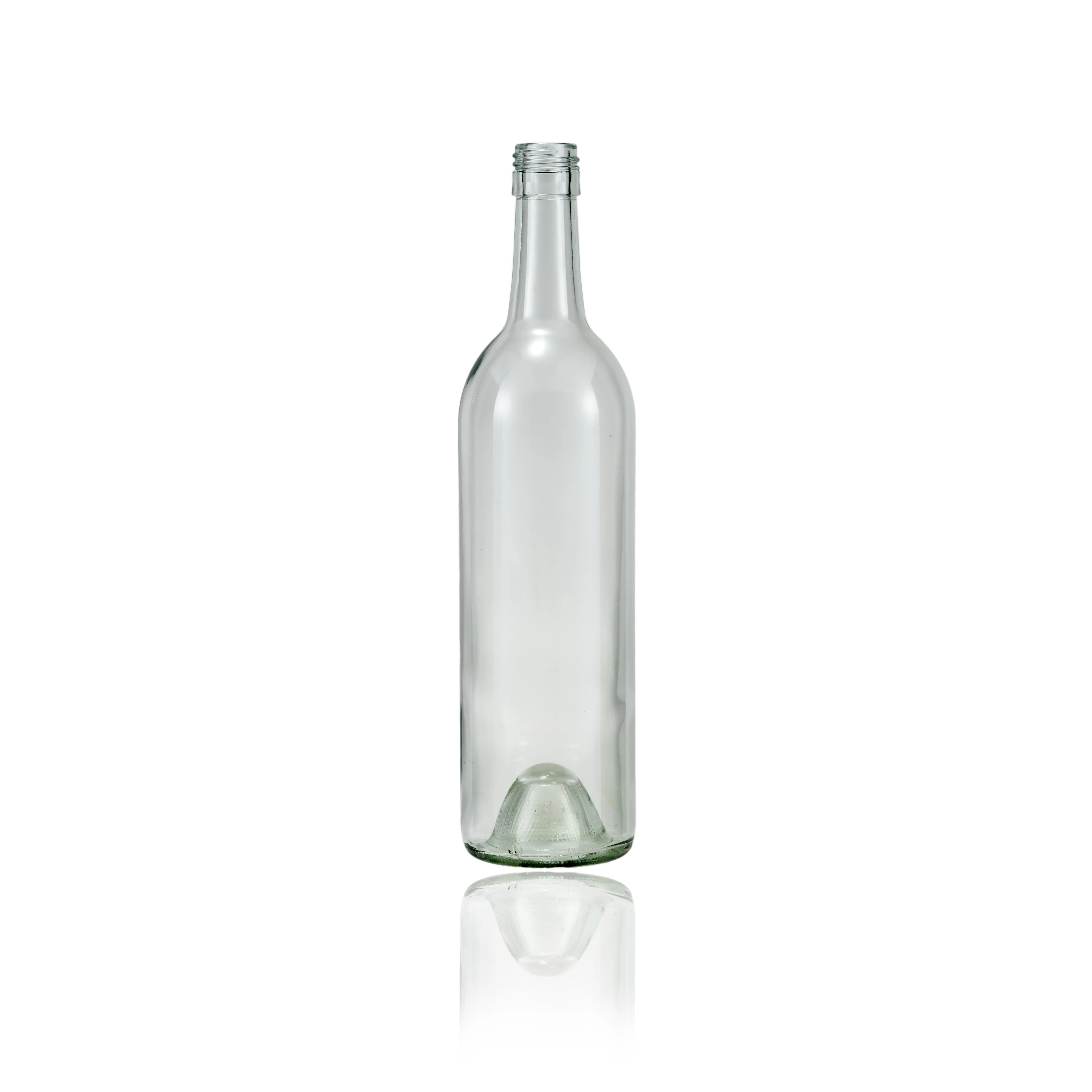 Hot Sale Empty 750ml Concave Bottom Transparent Burgundy Wine Glass Bottle Vodka Grape Red Wine Bottle