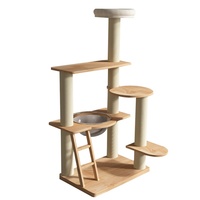 Arbre à chat tout-en-un en bois massif pour la vente en gros transfrontalière, avec lit pour chat, plateforme de saut, griffoir, capsule spatiale et jouet d'escalade pour animaux de compagnie