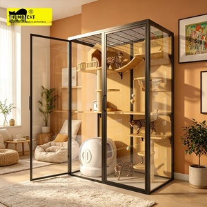Grande Vetrina per Gatti in Vetro e Alluminio, Spaziosa Cuccia per Gatti ad Uso Domestico, Design a 4 Livelli, Nessun Montaggio Richiesto, Marca Thumb Meow - Product Image 2