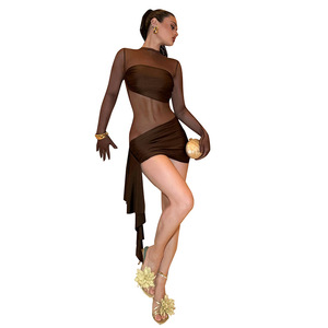 Nueva moda Halter Slim Fit Hip See Through Sexy vestido para damas <span class=keywords><strong>Mini</strong></span> longitud mujeres <span class=keywords><strong>vestidos</strong></span> <span class=keywords><strong>rojos</strong></span> - Product Image 1