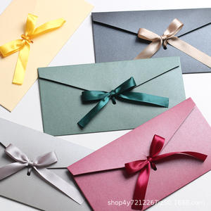 Cross-border Creative Ribbon Envelope Bow <strong>Pearl</strong> Thickened Large Special Kraft Paper B6 Greeting Card Advanced Sense - Product Image 2