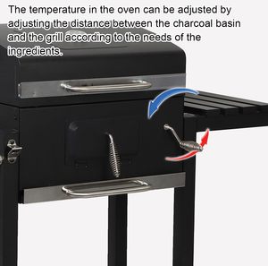 Parrilla de Carbón para Exteriores con Ruedas, de Hierro Fundido, con Mesa Lateral, L113.5*W65.5*H107cm - Product Image 4